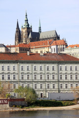 View on the autumn Prague gothic Castle above River Vltava