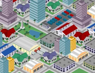 Wall murals On the street Isometric city (vector)