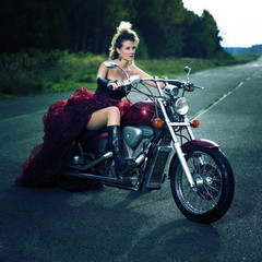 Fototapeta na wymiar Woman biker