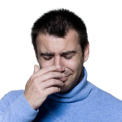 man portrait crying sad depression