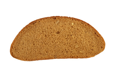 Bread piece closeup. Isolated on white.