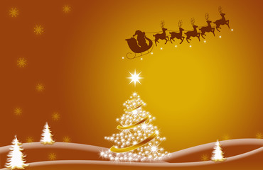 Christmas, xmas, Weihnachtsbaum, gold Satna Claus, weiss