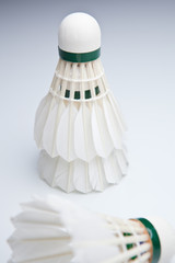 Fototapeta na wymiar Badminton shuttlecocks on white. (color toned image)