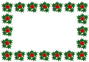 Frame with Sprig of European holly, place for text