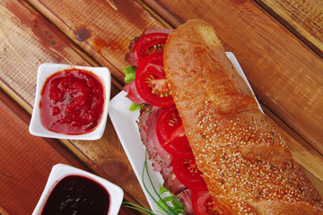 french baguette with chicken smoked sausage