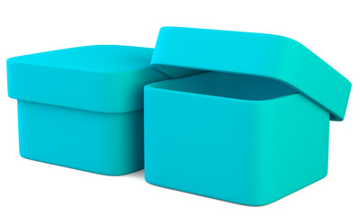 Blue blank boxes isolated on white background