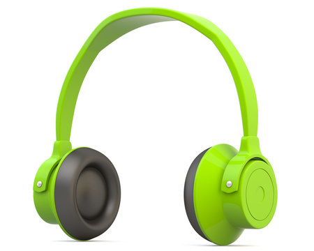 Green Headphones Isolated On White Background