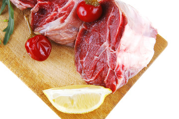 fresh beef medallion on wood