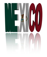 Mexico text with Mexican flag illustration
