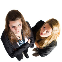 Two young european business teenaged girls