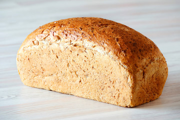 Loaf of bread on kitchen table