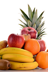 Composition with fruits isolated on white