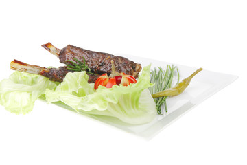 meat savory: roast ribs on white