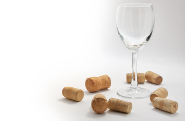 Wineglass with corks