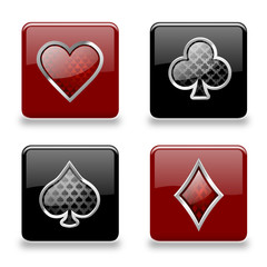 Buttonset Pokerfarben schwarz rot