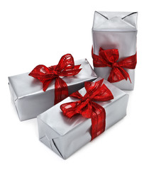 christmas presents on white