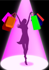 girl and shopping bags,illustrator image