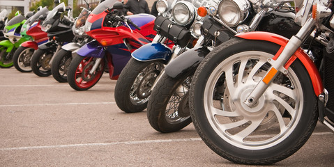 Fototapeta premium Motorcycles Parking In A Row