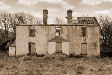 old abandoned farmhouse ruin