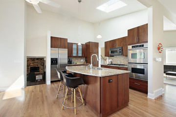 Modern kitchen with granite island