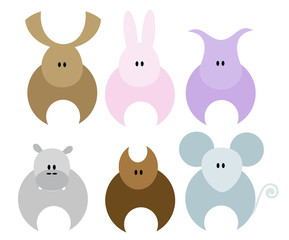 Set of stylized animals on white background