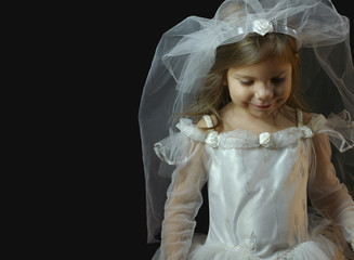 Girl in Wedding Dress & Veil