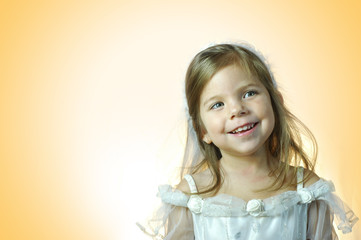 Girl in Wedding Dress & Veil