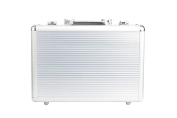 Aluminium suitcase isolated on white background