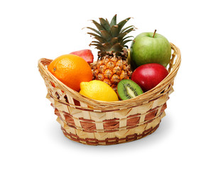 fruit basket on a white background