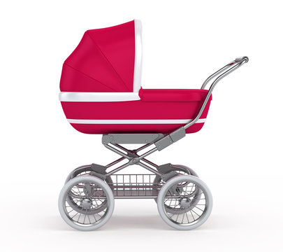 Baby Carriage On White Background