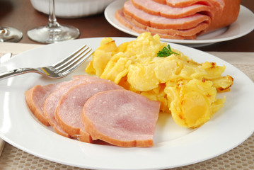 Baked ham and potatoes