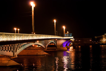 night bridge in St. Petersburg city