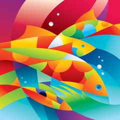 Abstract colorful fishes near the coral reef - 27873198