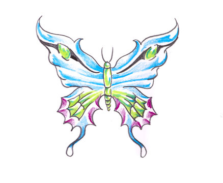 Tattoo art, sketch of a butterfly