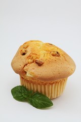 Muffin cake on white background