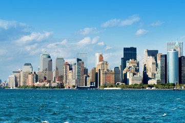 New York city panorama with tall skyscrapers