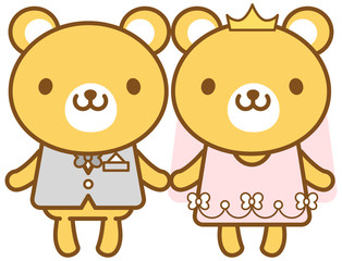くま　ウエディング　新郎新婦