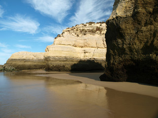 Colorful rock cliffs of the Algarve in Portugal