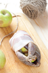 Undone partridge with bacon