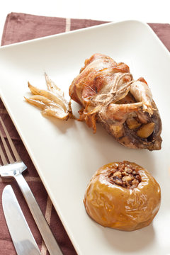 Roasted Partridge Stuffed With Apples