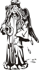 fallen angel - black and white