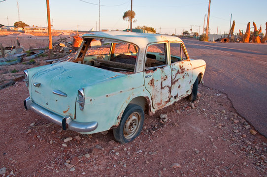 Wreck Car In Coober Pedy, Australia Outback South Australia