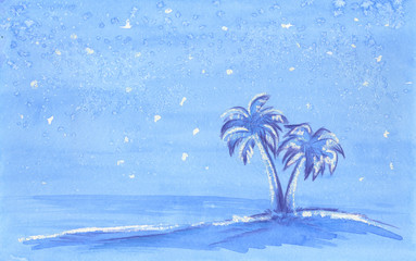 Obraz premium Palme in blu sotto la neve