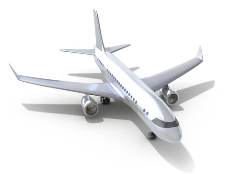 Airplane on white background. 3D image. My own design.