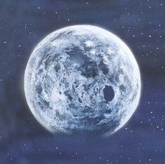 Luna: primo piano nel cielo blu dipinto