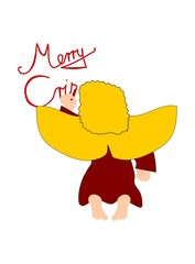 An Angel is writing Merry Christmas