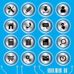 Blue website icons set