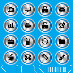 Blue website icons set