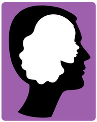 Profile of a woman in man´s head