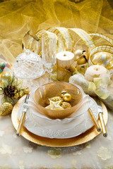 luxury gold xmas table-tavola natalizia dorata